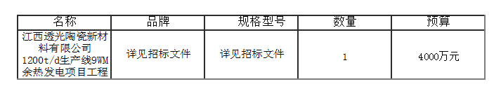 1200t/d生产线9WM余热发电项目工程结果公告