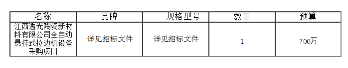 全自动悬挂式拉边机设备采购项目结果公告
