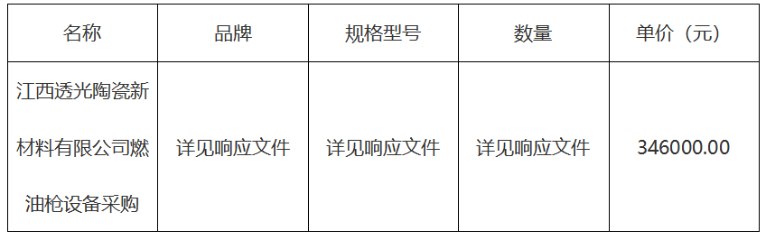 燃油枪设备采购结果公示